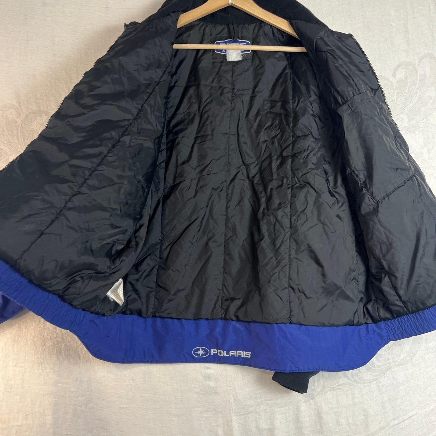 Vintage Polaris Snowmobile Jacket Men's Extra Large Blue Bomber Racing Team Coat