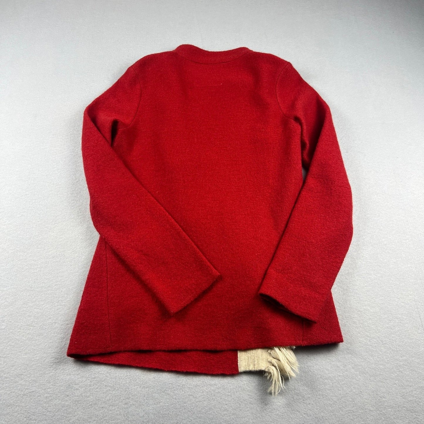 Sparrow Anthropologie Cardigan Womens Small Red Wool Fringe Toggle Boho Sweater