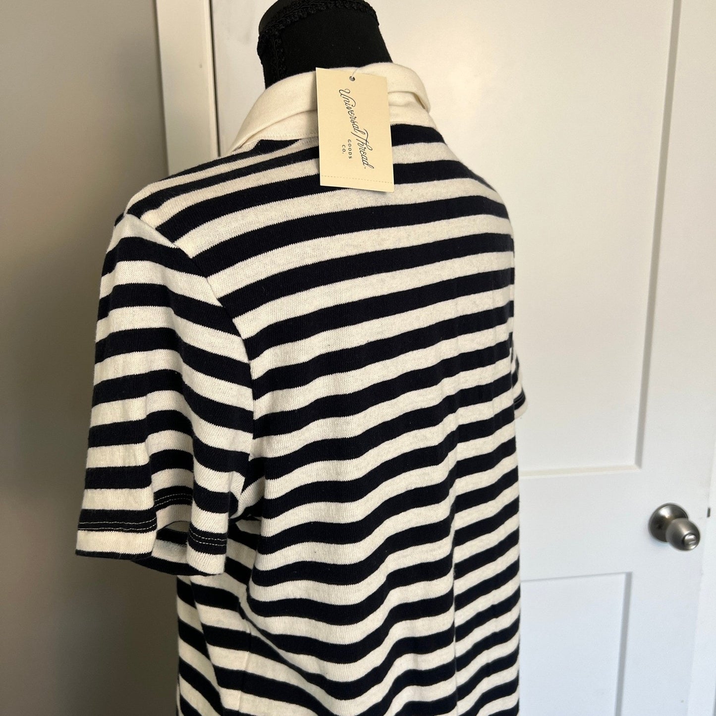 Polo Dress Knit Preppy Medium 100% Cotton Striped Mini Universal Thread