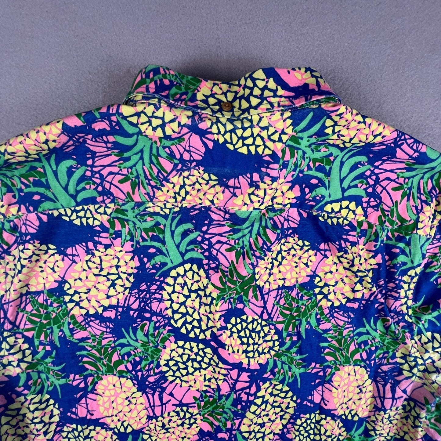 Chubbies Pineapple Shirt Mens XXL Blue Pink Short Sleeve Popover Tropical Summer