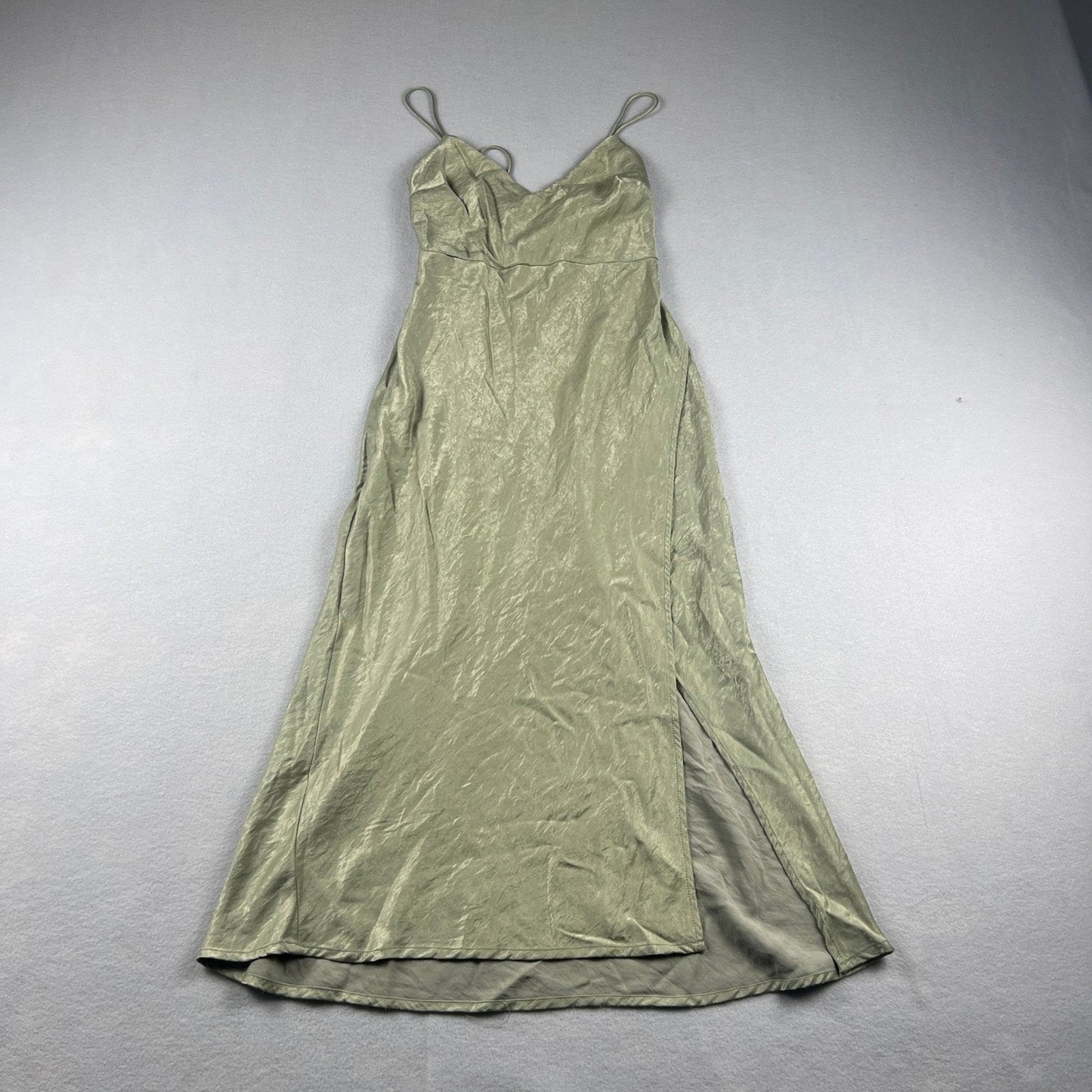 Hello Molly Satin Maxi Dress XS Sage Green Formal Cocktail Wedding Bridal