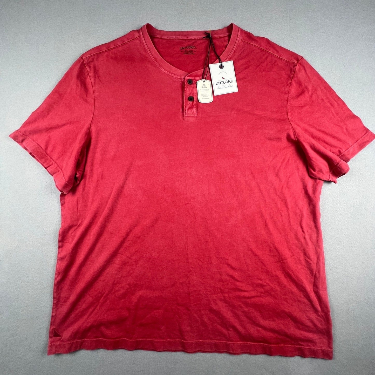 NWT UNTUCKit Henley Shirt Mens XXL Red Baxter Garment Dyed Pima Cotton Casual