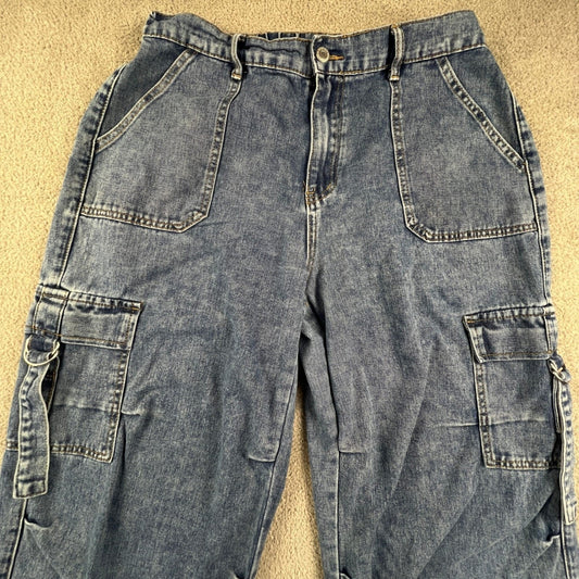 Barrel Leg Cargo Jeans Womens Plus Size XL Denim Wide Utility Shein Curve Rave