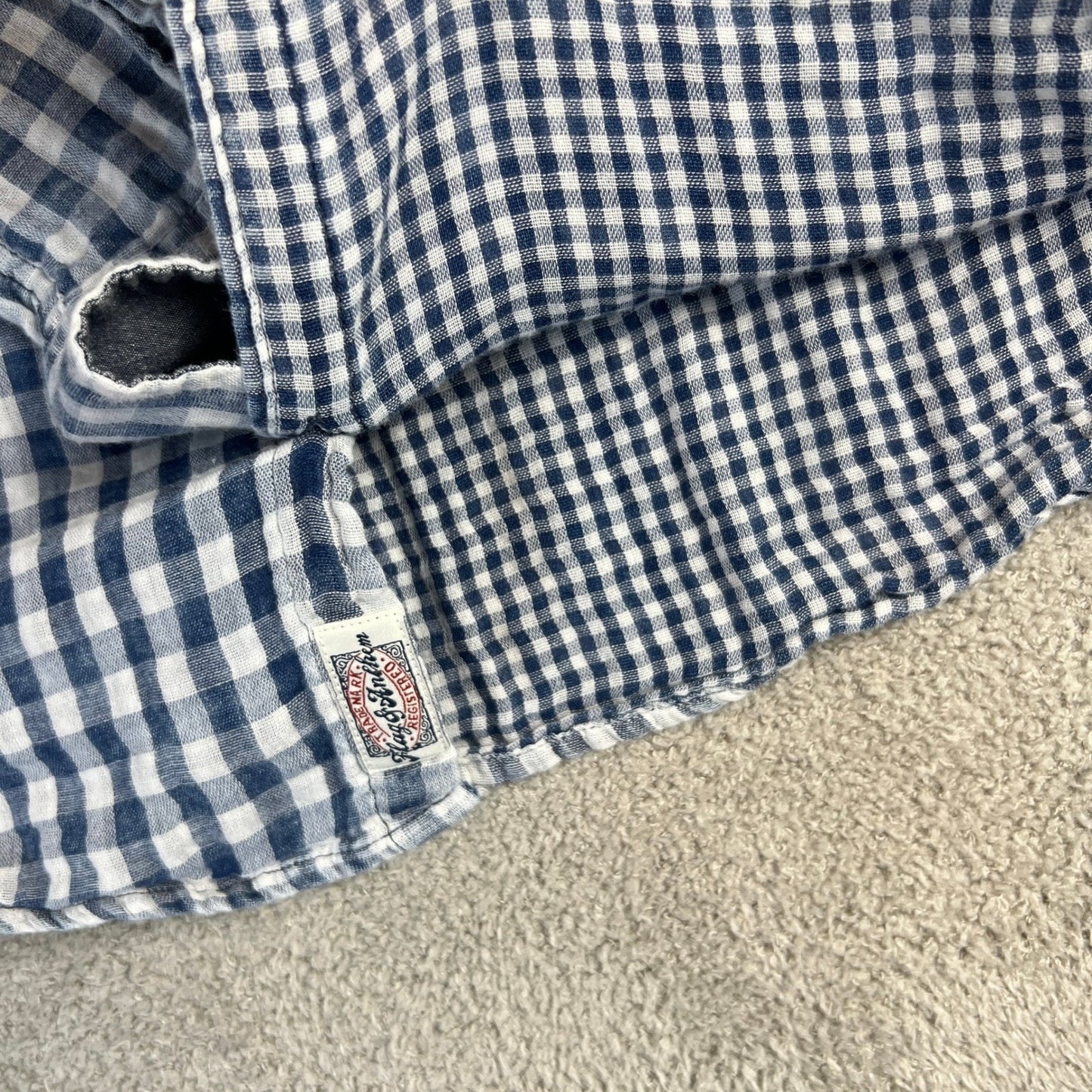 Flag & Anthem Button Down Shirt Men's Medium Gingham Check Long Sleeve