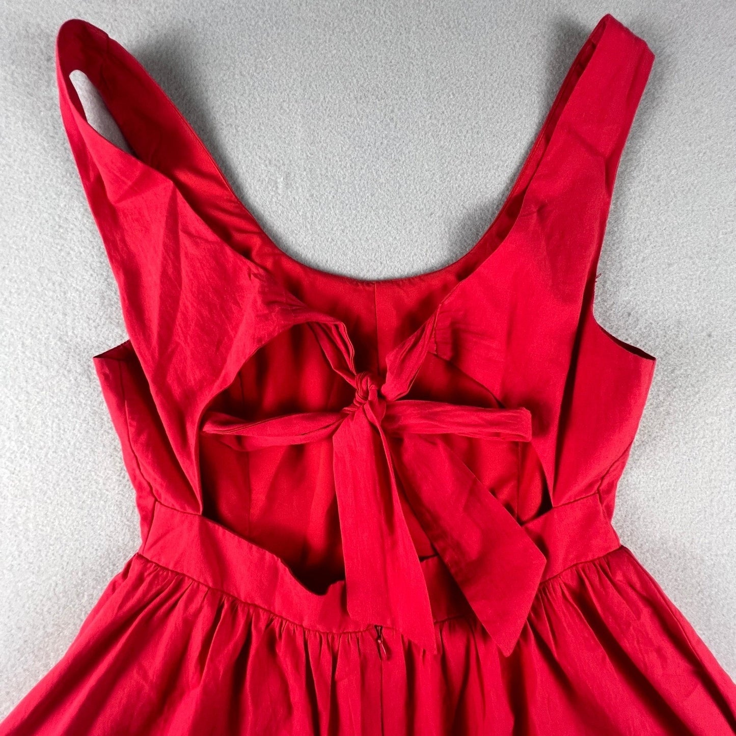 Party Flare Dress Medium Red Open Back Bow Summer Bridal Bridesmaid Cocktail