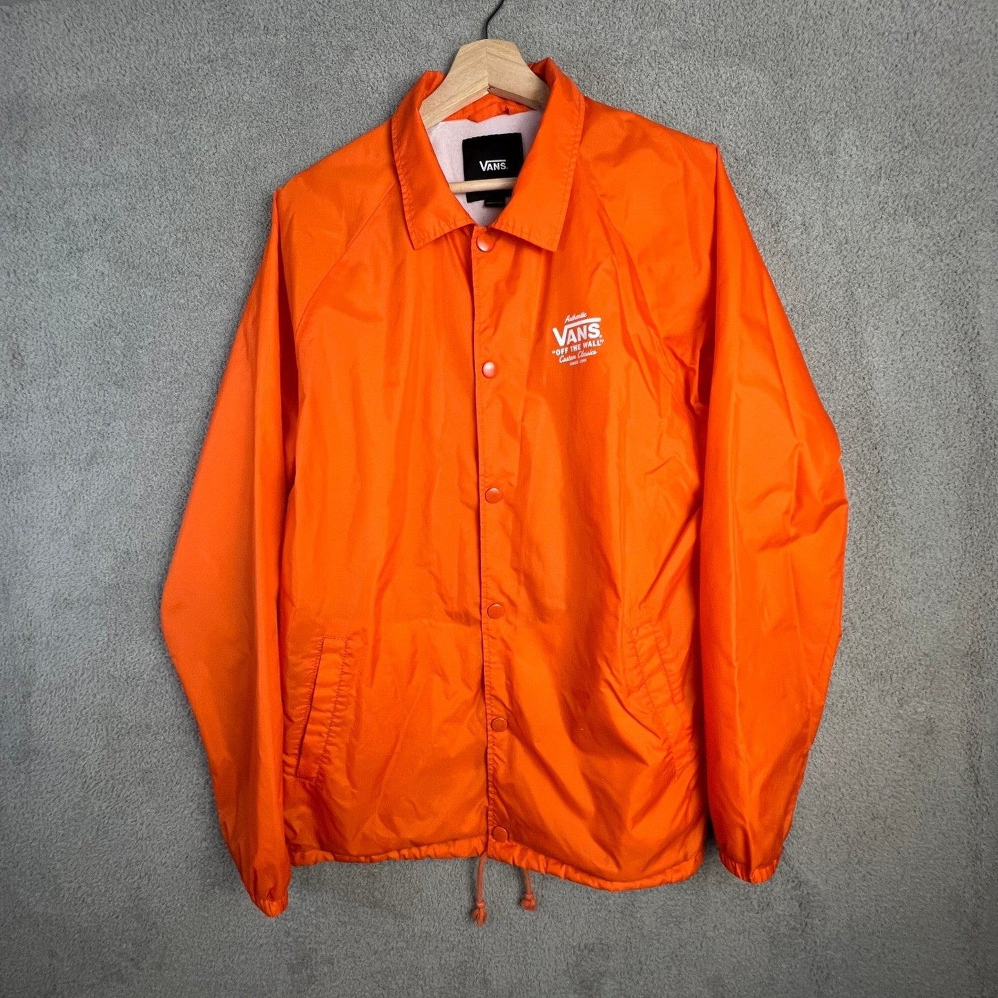 Vans Torrey Coaches Jacket Mens Large Orange Snap Button Windbreaker VN0002MUYDW