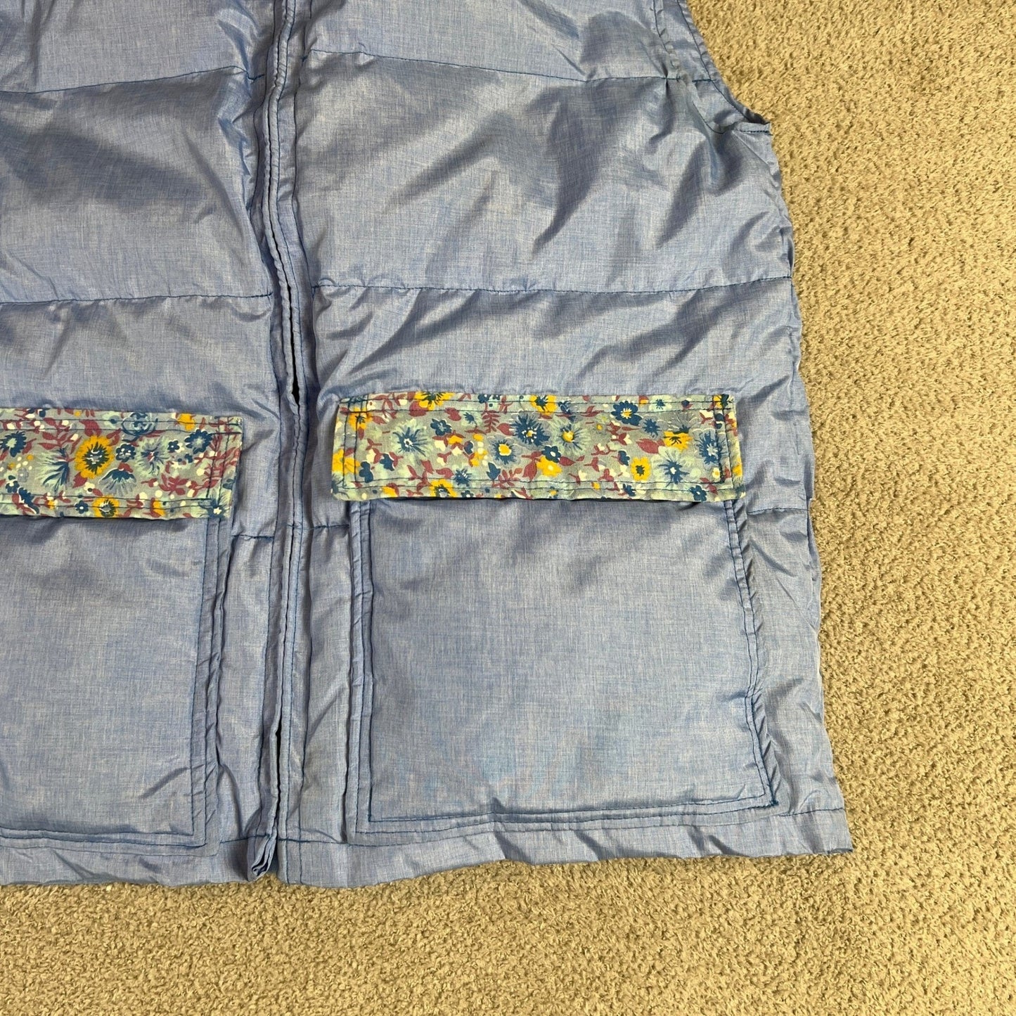 Vintage Frostline Puffer Vest Womens S Blue Floral Western Yoke