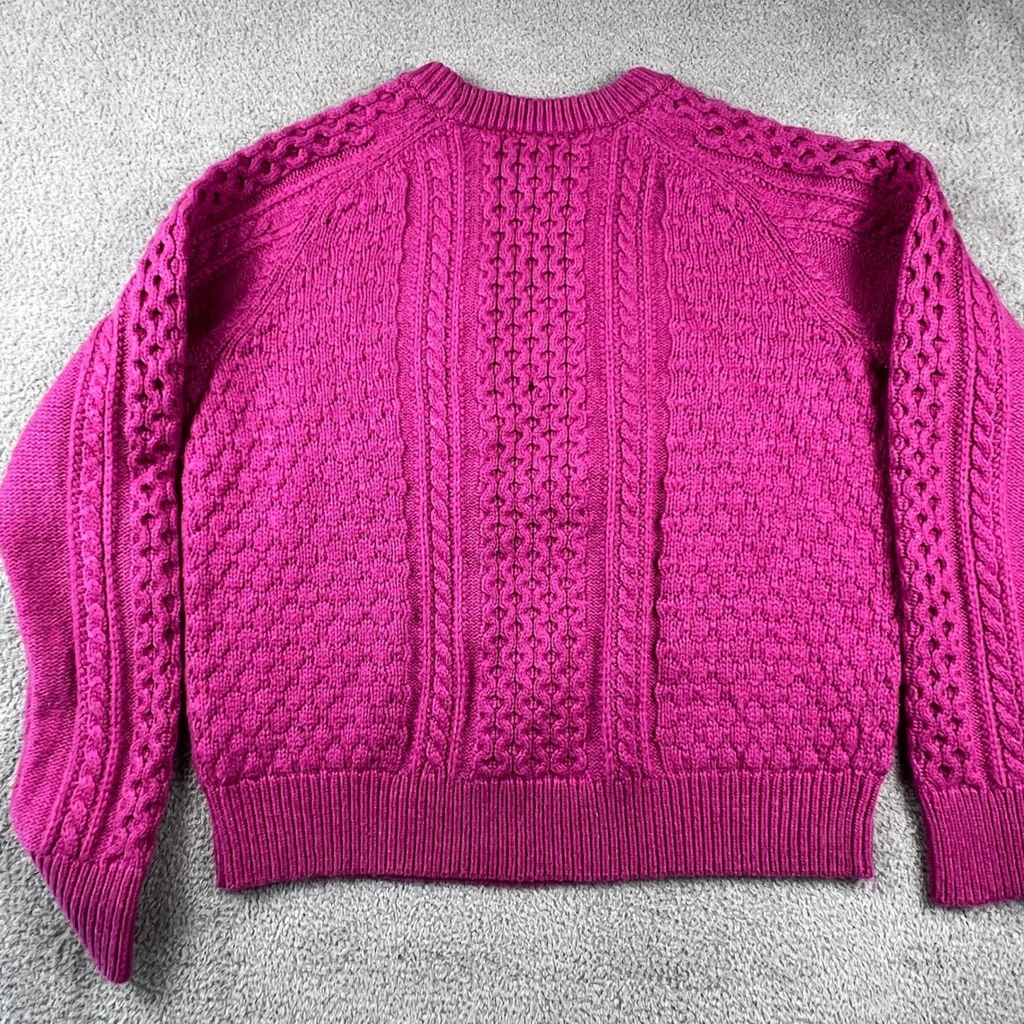 J.Crew Pink Cable Knit Sweater Womens Large Preppy Chunky Textured Cozycore