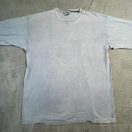 Vintage Sunbelt T-Shirt Mens XL Made in USA 90s 100% Cotton L/S Light Blue