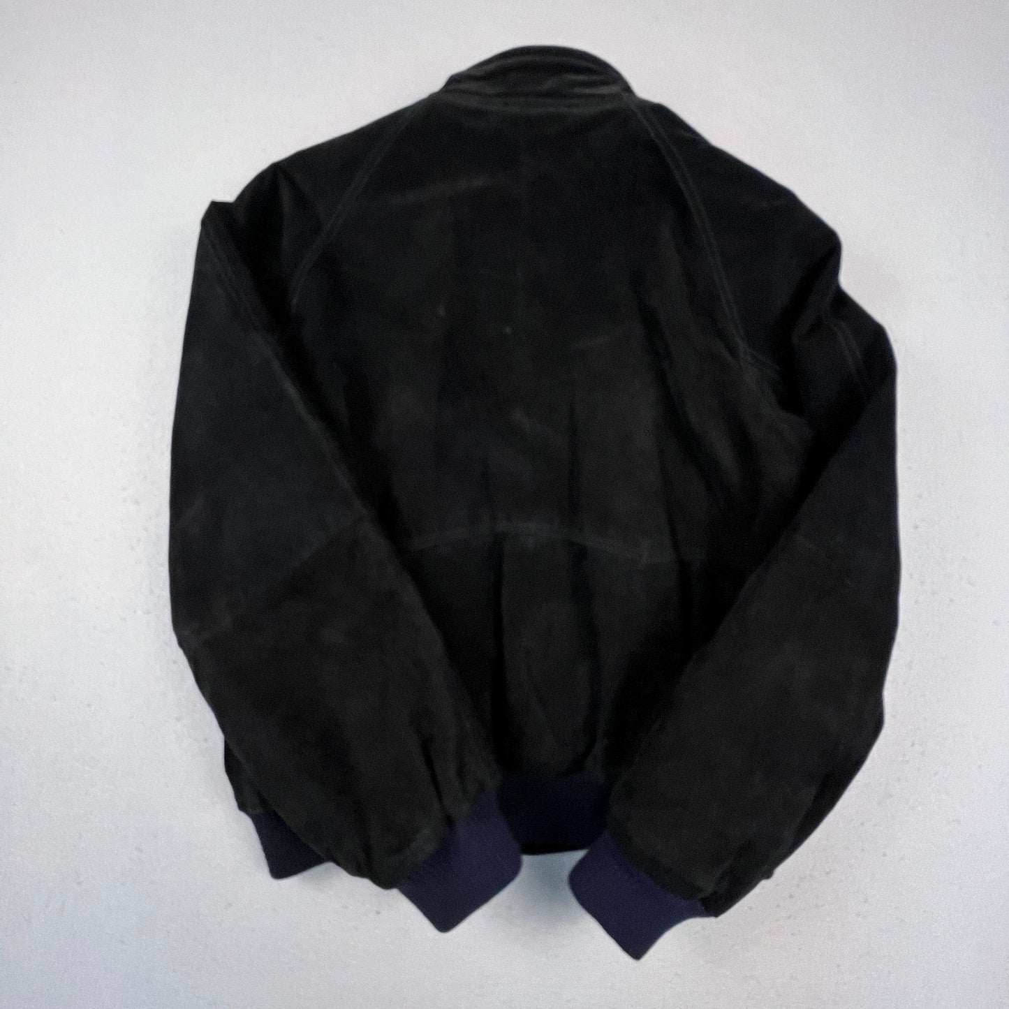 Field & Stream Leather Bomber Jacket Mens Large Black Suede Plaid Lined Outdoor