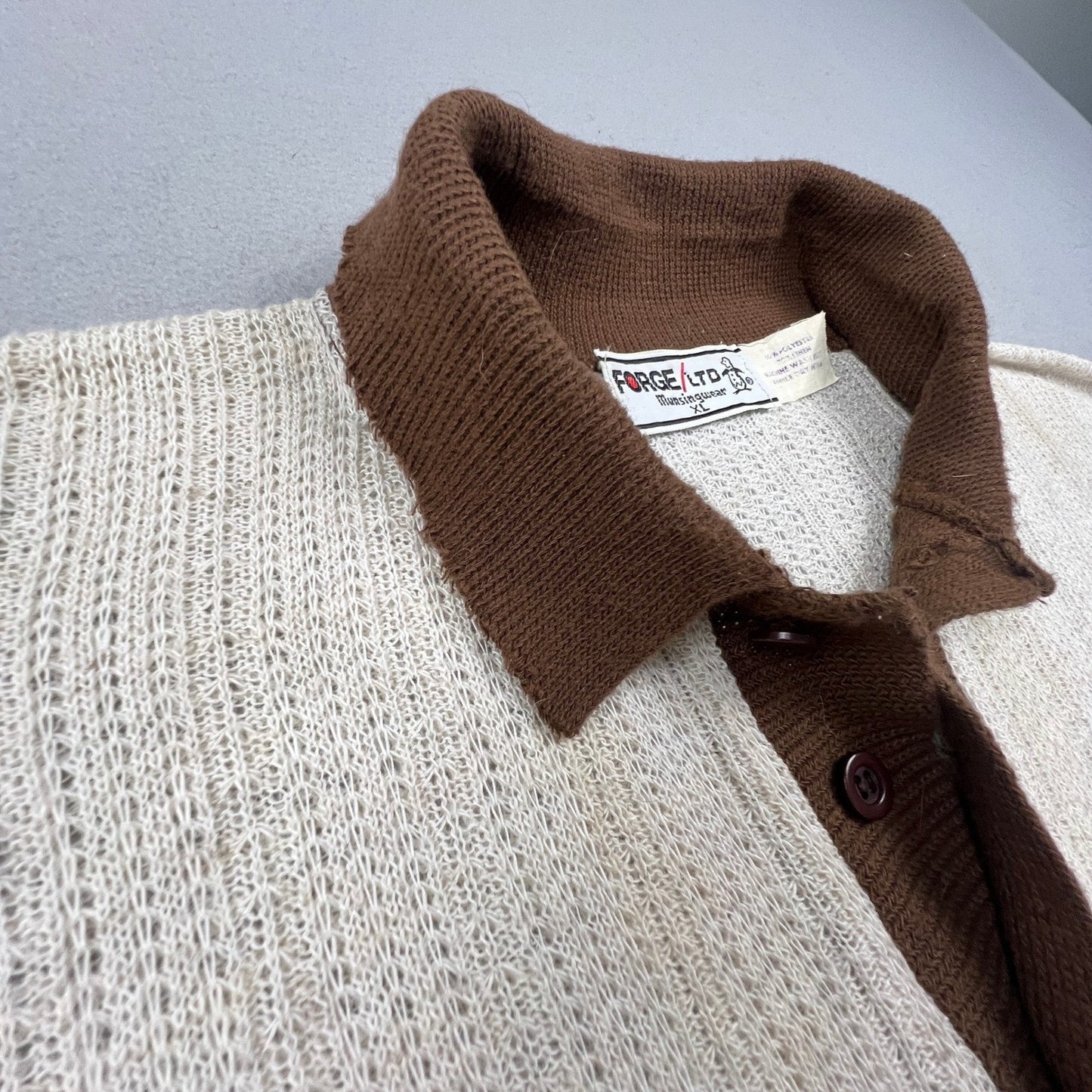 Forge Ltd Munsingwear Knit Polo Mens XL Paper Thin Linen Blend Vintage Retro