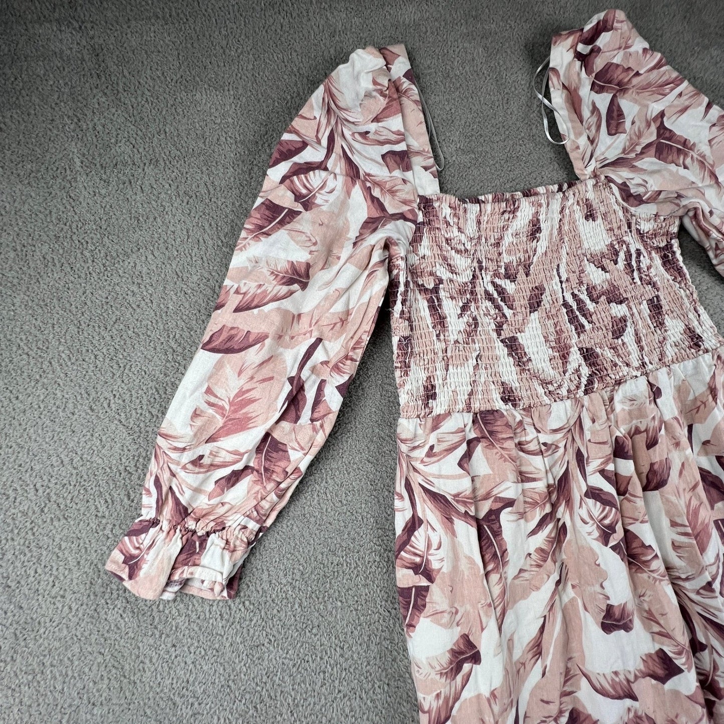 Costal Cowgirl Smocked Linen Blend Maxidress Womens Medium Resort