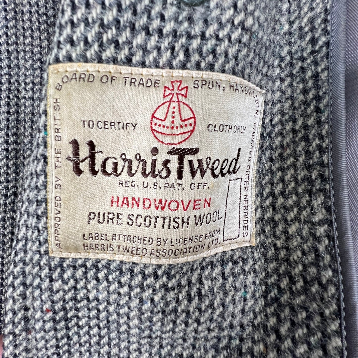Harris Tweed Overcoat Mens XL Grey Handwoven Pure Scottish Wool Trench Coat VTG