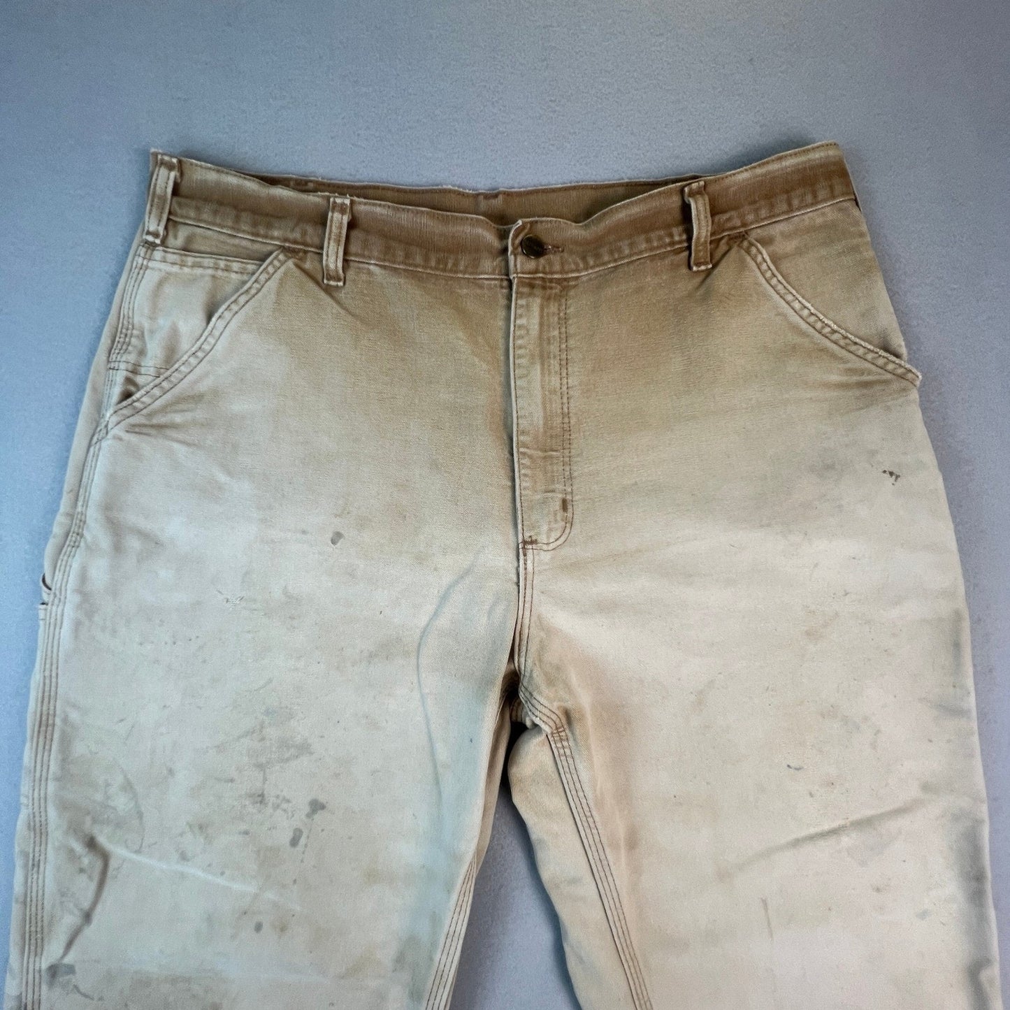Carhartt B11 BRN Carpenter Pants Mens 38x32 Canvas Distressed Workwear Faded