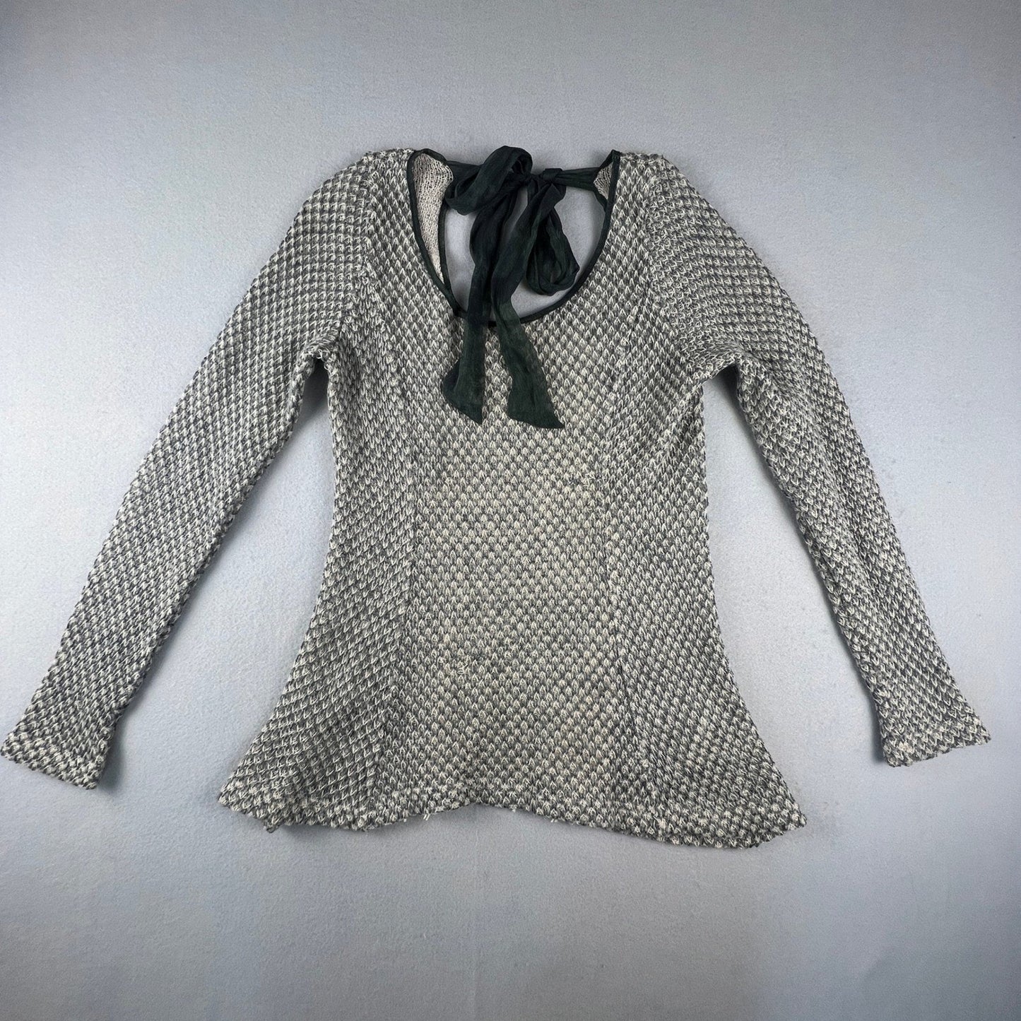 A'reve Knit Sweater Medium Lace Back Tie Boho Romantic Coquette Girl Whimsigoth