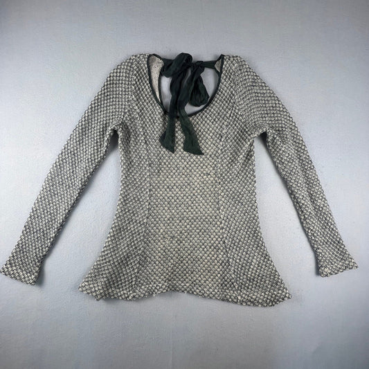A'reve Knit Sweater Medium Lace Back Tie Boho Romantic Coquette Girl Whimsigoth