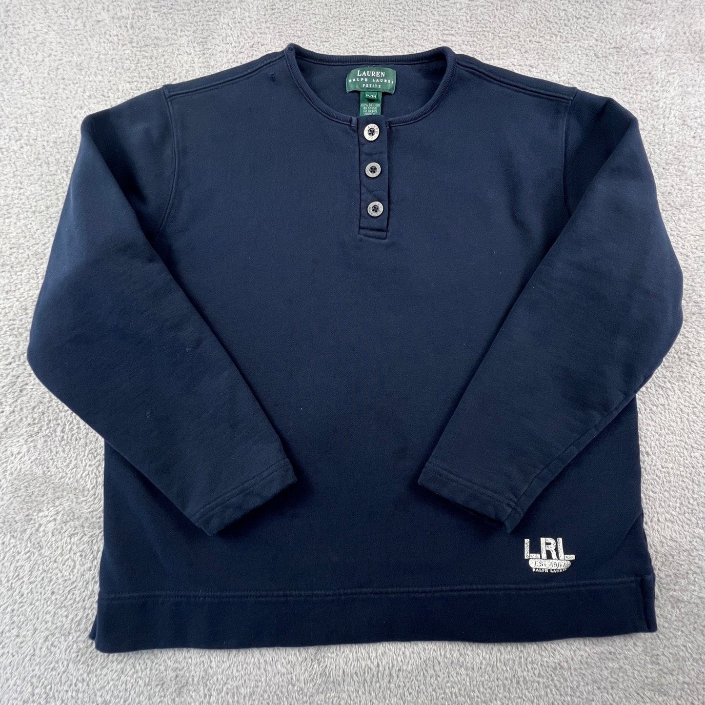 Lauren Ralph Lauren Henley Sweatshirt Womens PM Cotton Logo Casual Preppy