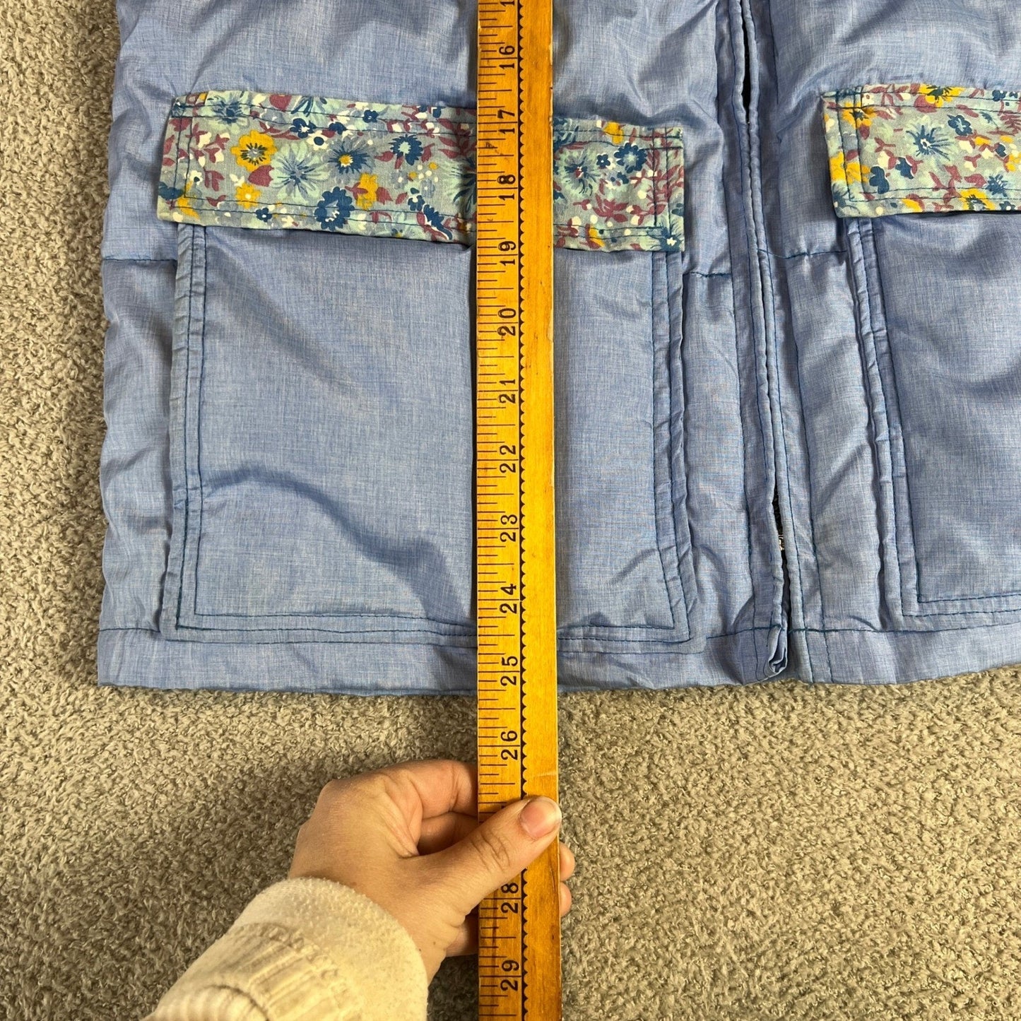 Vintage Frostline Puffer Vest Womens S Blue Floral Western Yoke