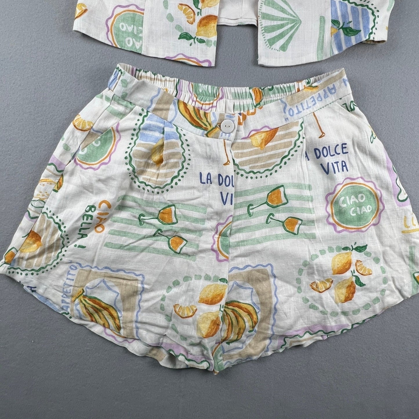 Paper Heart Anthropologie Set Women Large Linen Blend Retro Summer Italy