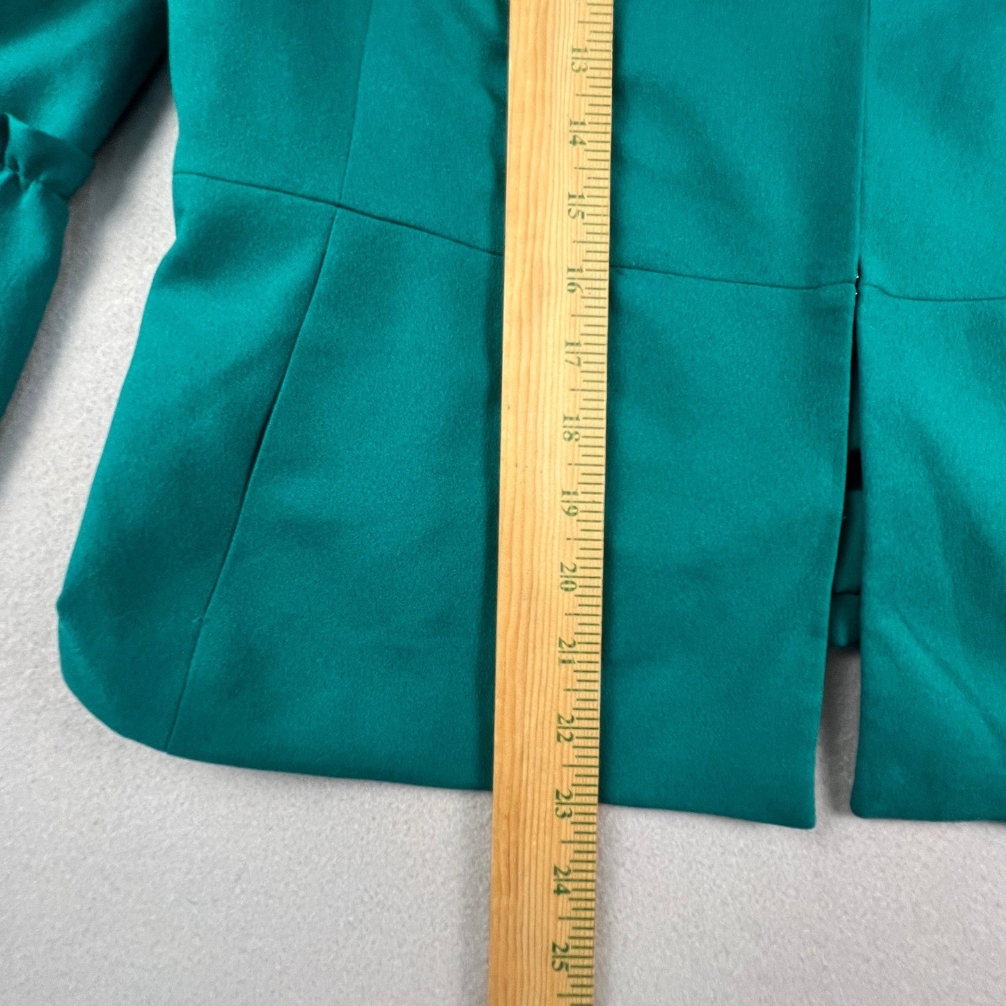 Banana Republic Bell Sleeve Jacket Womens 12P Teal Ruffle Cropped Professional