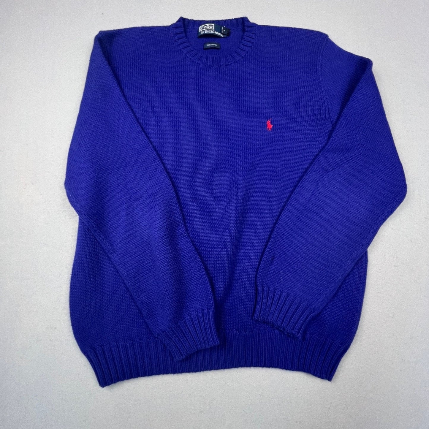 Polo Ralph Lauren Sweater Mens L 100% Cotton Crewneck Knit Pony Logo Classic