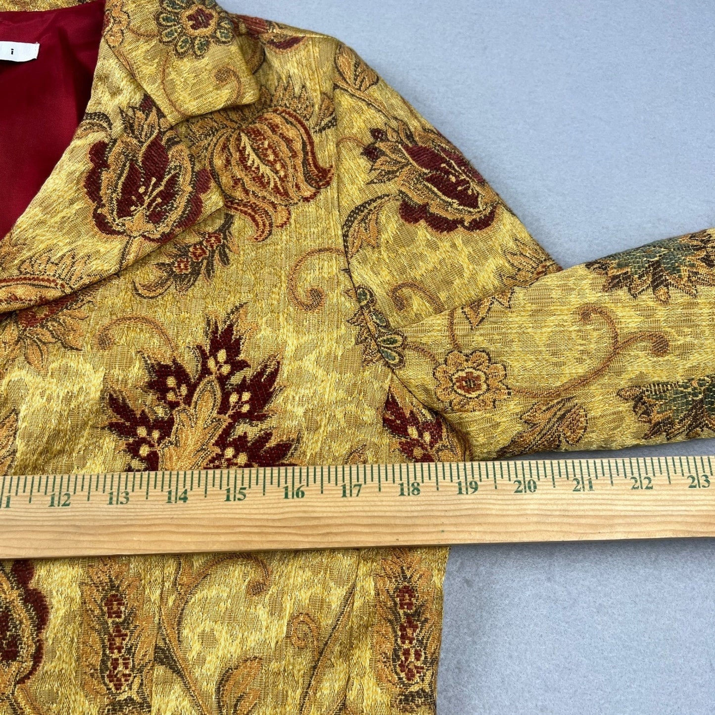 VTG Style Cabi Tapestry Coat Womens 10 Yellow Floral Jacquard Ornate Button