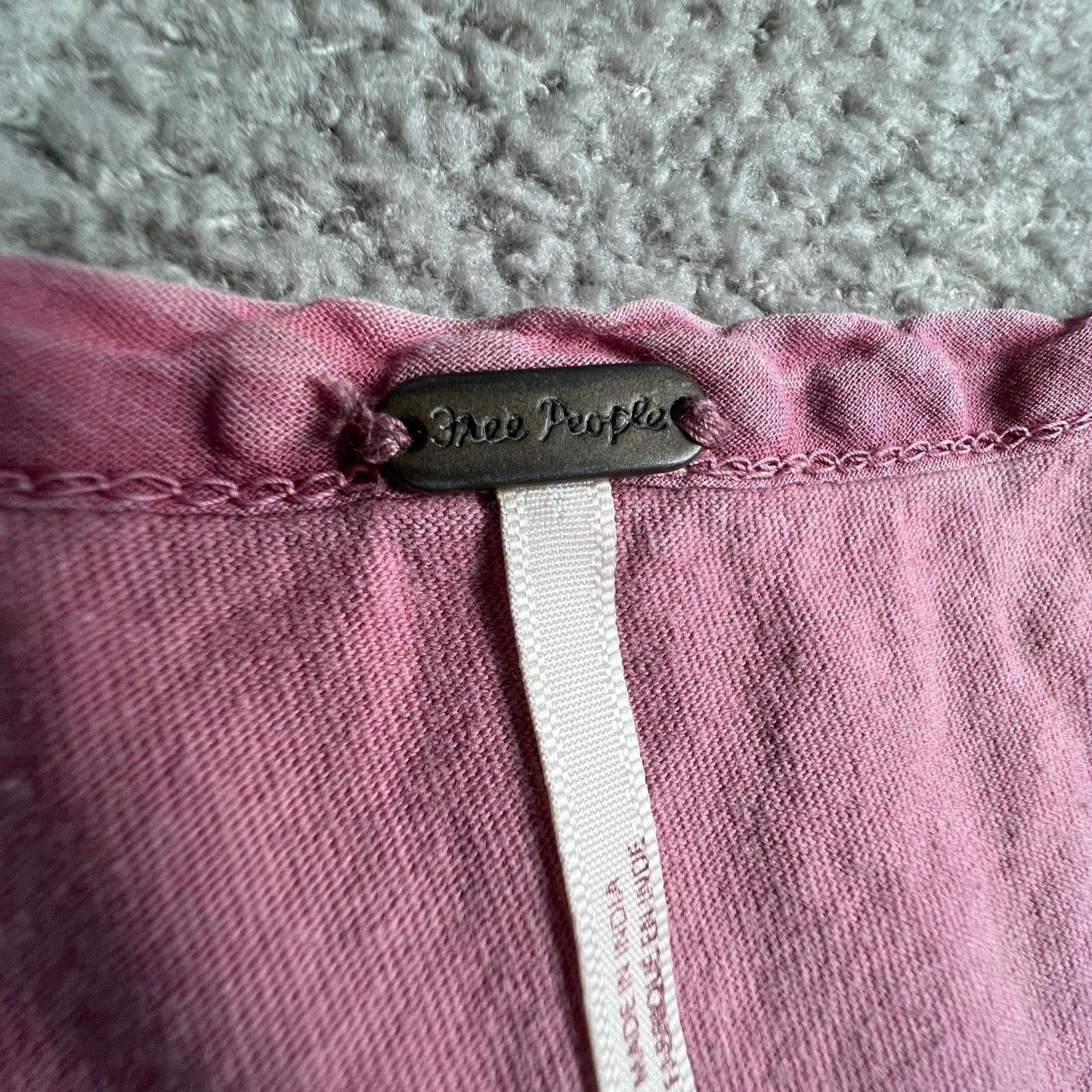 Free People Babydoll Tank Top Womens Small Pink Button Front Boho Peplum Cotton