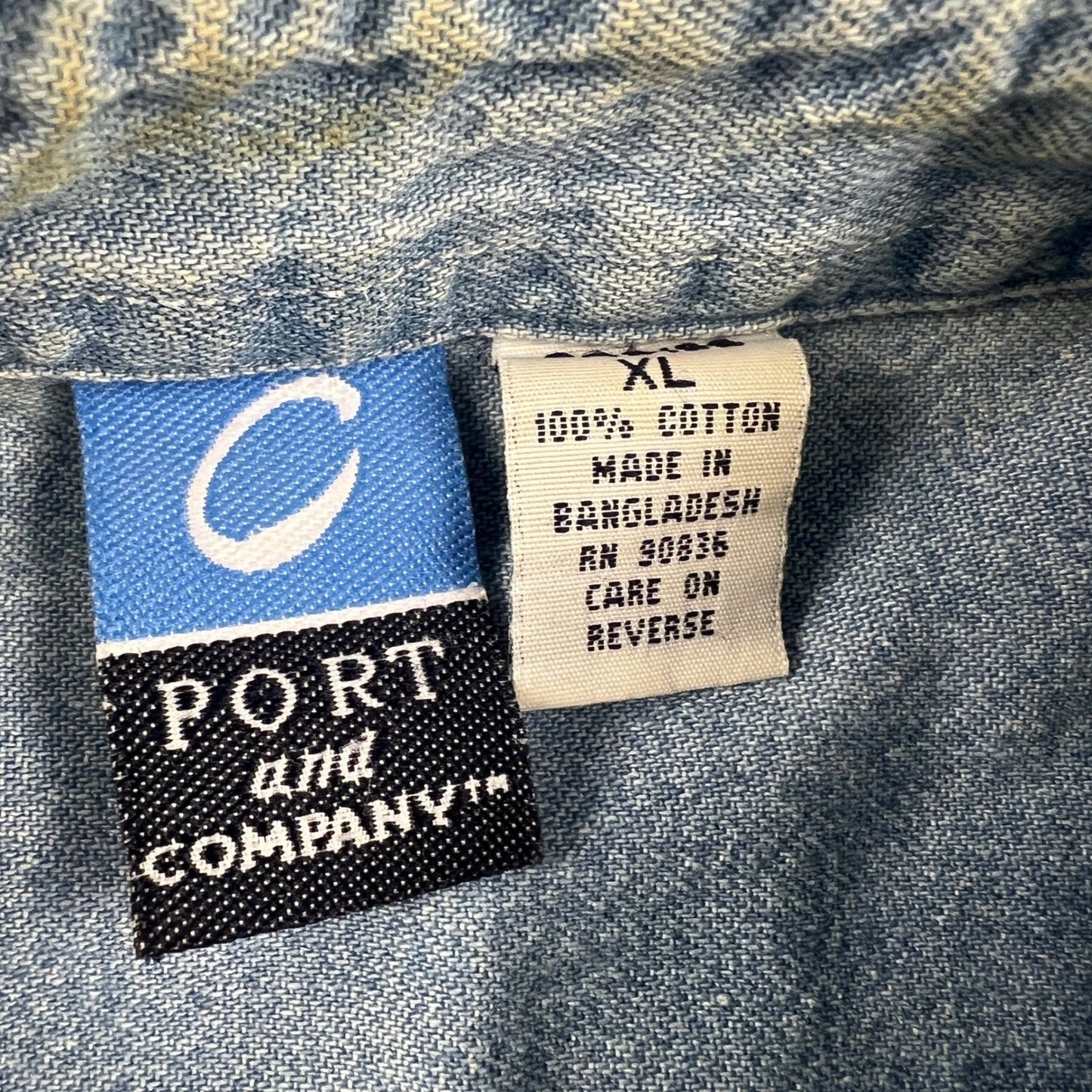 Port and Company Denim Shirt Mens XL Wells Fargo Embroidered Workwear Casual