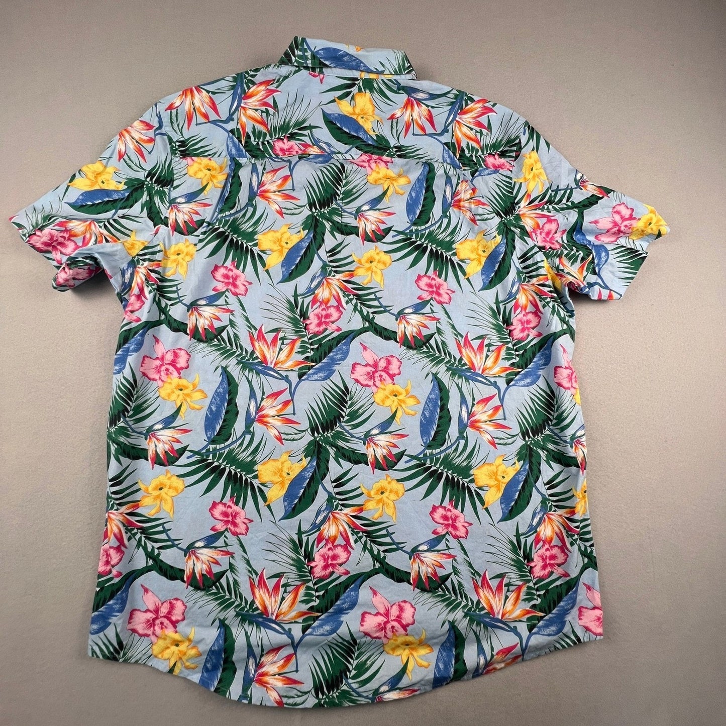 Club Room Button Down Shirt Mens XL Blue Floral Tropical Hawaiian Summer Beach