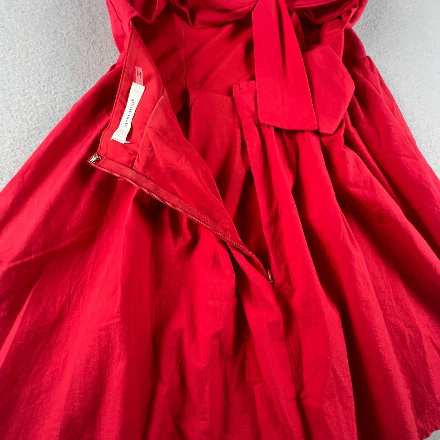 Party Flare Dress Medium Red Open Back Bow Summer Bridal Bridesmaid Cocktail