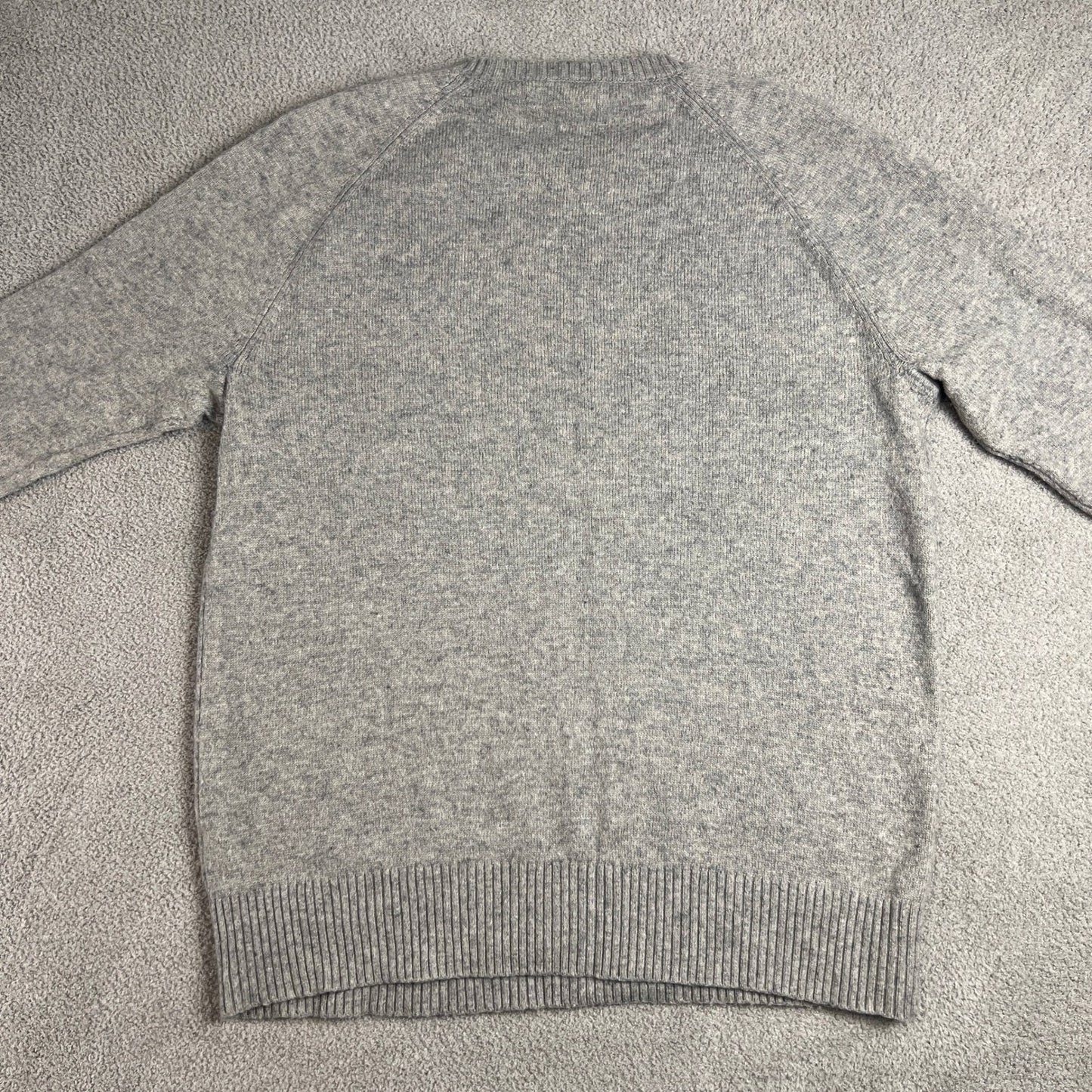 J.Crew Sweater Crewneck Mercantile Men's Size L Grey Raglan Sleeve Wool Blend