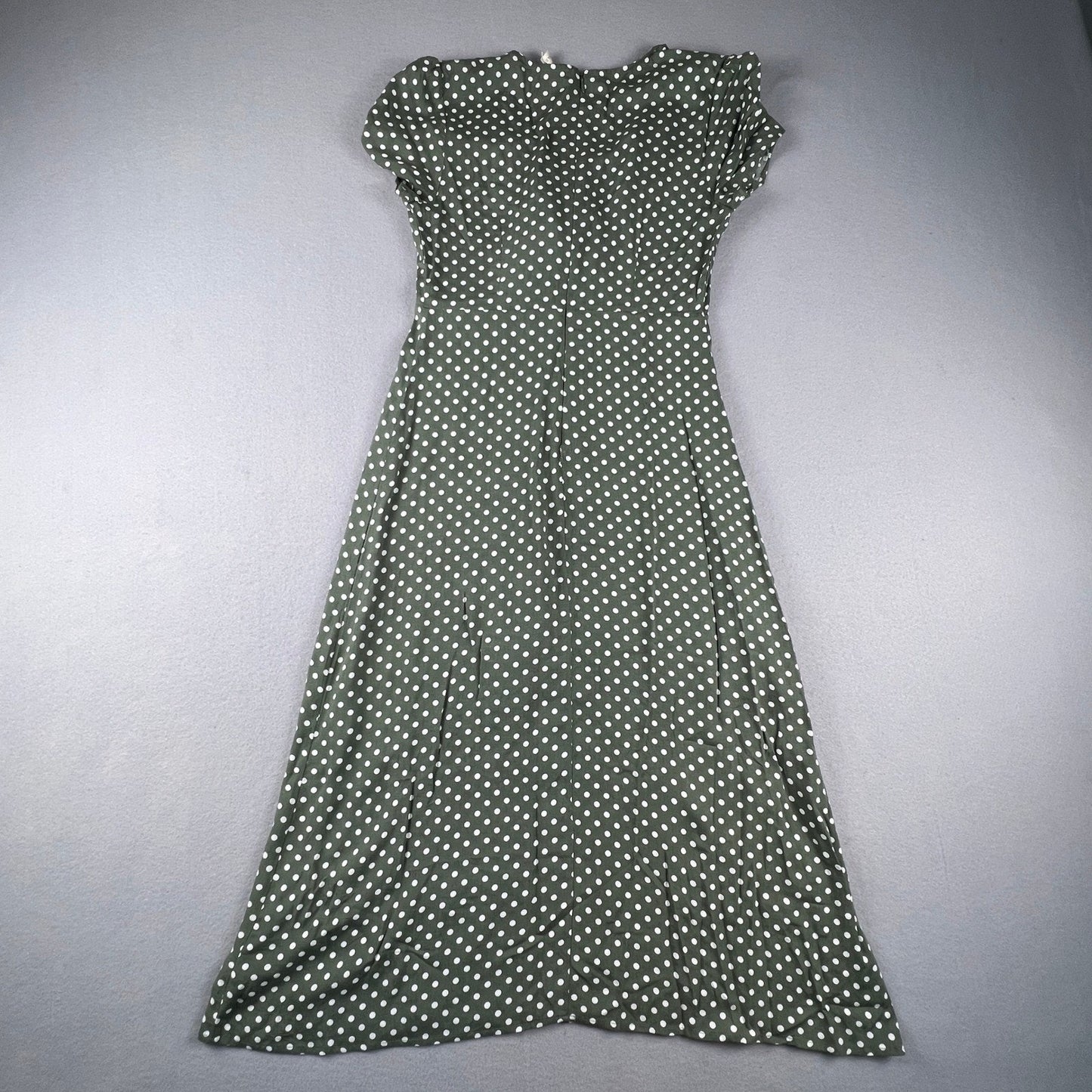 Anthropologie Grade & Gather Midi Dress Womens M Green Polka Dot Summer Casual