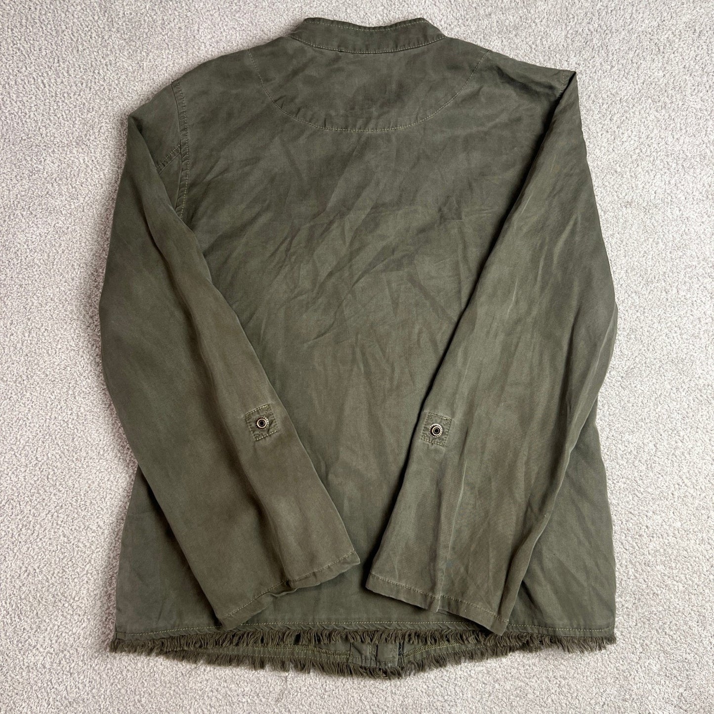 Sanctuary Jacket Women's Small Olive Green Button Front Frayed Utility Jacket