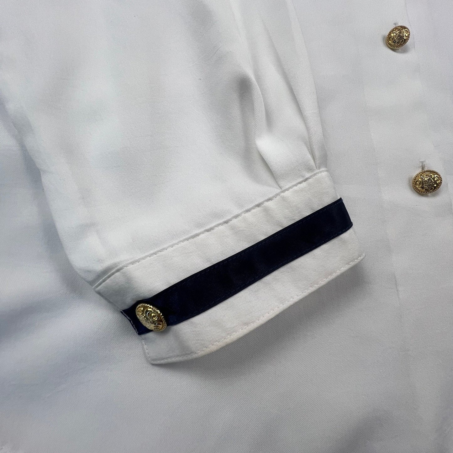 VTG Nautical Gold Button Blouse Crack Tokyo Fashion Button Up Shirt Womens L