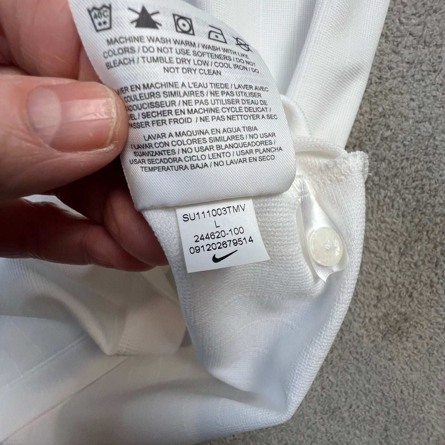 Nike Golf Dri Fit White Mens Polo Large Shirt Embroidered Unum Logo