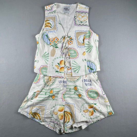 Paper Heart Anthropologie Set Women Large Linen Blend Retro Summer Italy