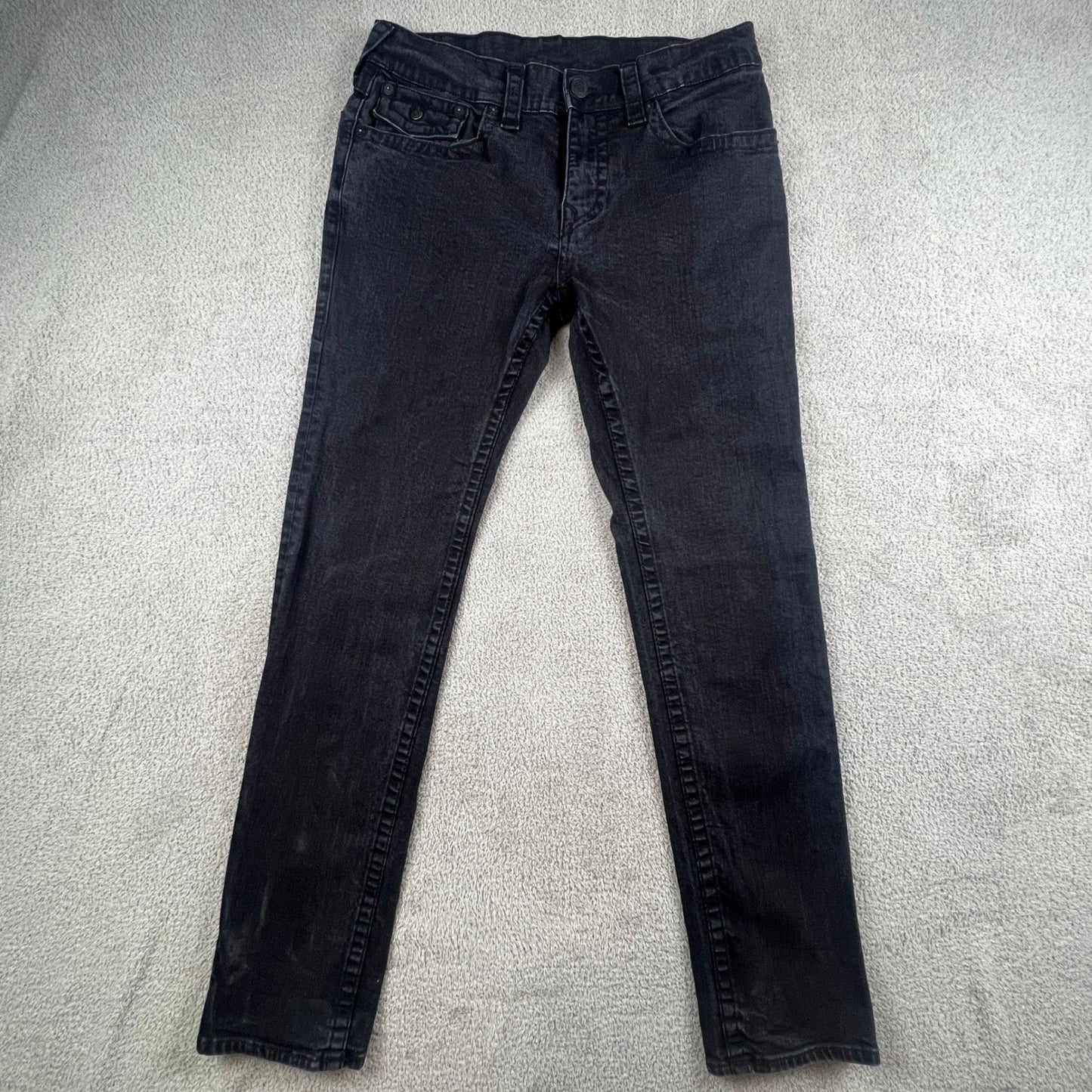True Religion Skinny Jeans Mens Size 33 Rocco Flap Faded Black
