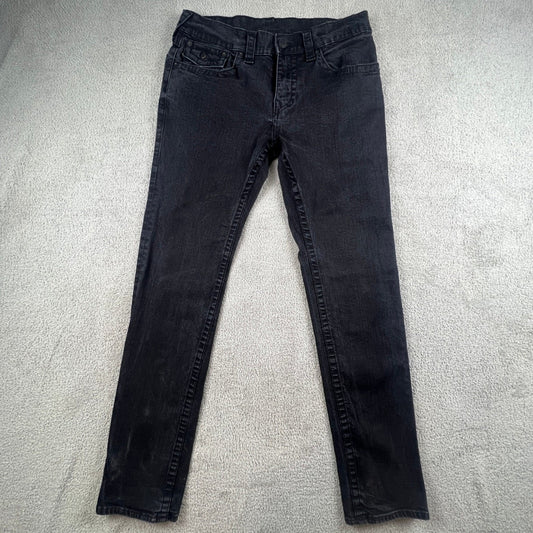 True Religion Skinny Jeans Mens Size 33 Rocco Flap Faded Black