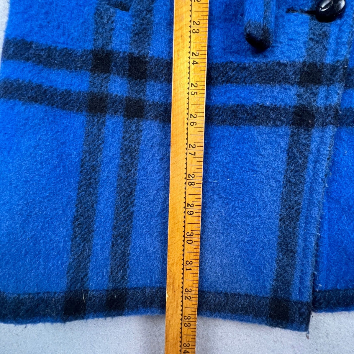 Woolrich Plaid Hooded Coat Womens Medium Blue Wool Blend Vintage Button Front