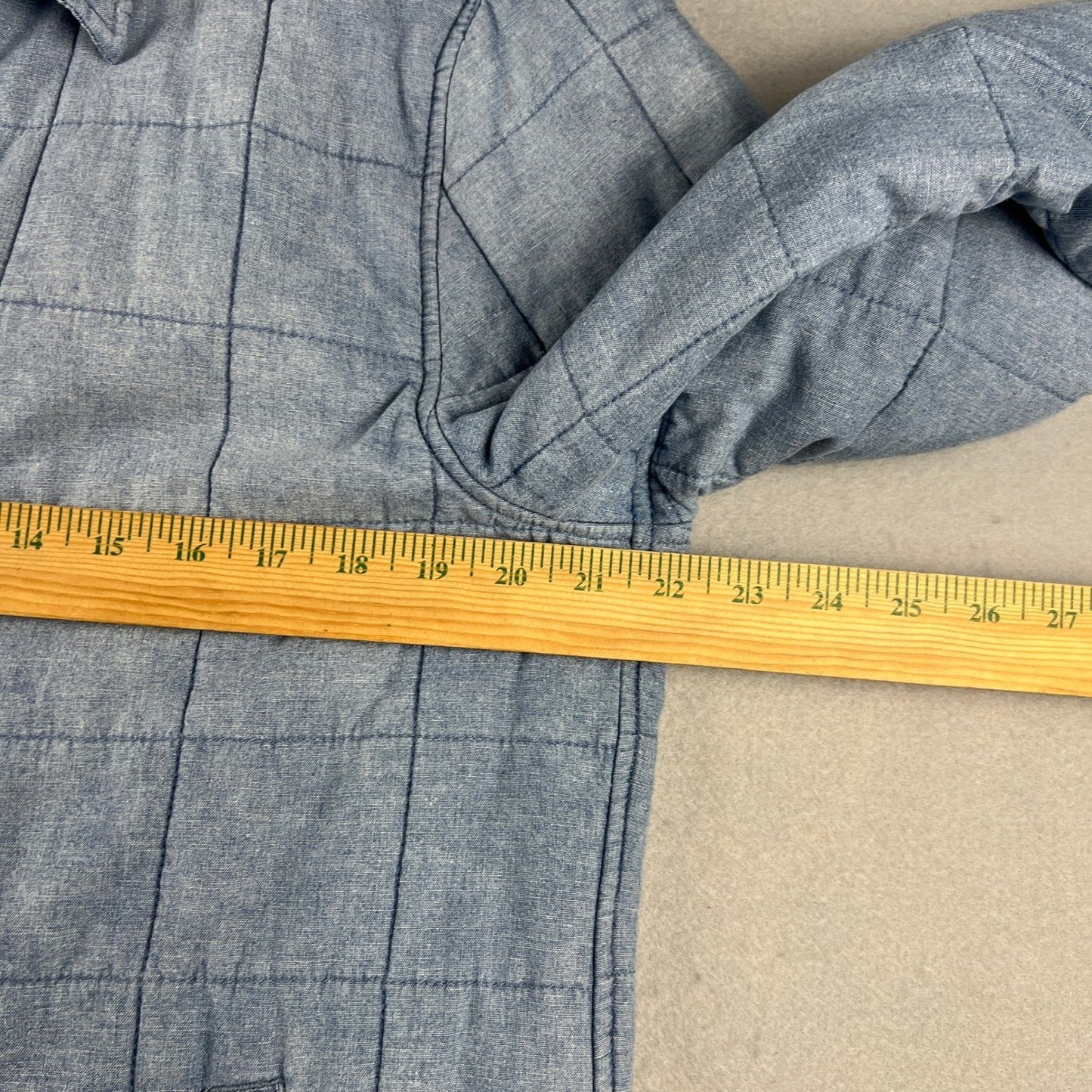 Lucky Brand Quilted Shirt Jacket Mens Medium Blue Cotton Linen Workwear Shacket