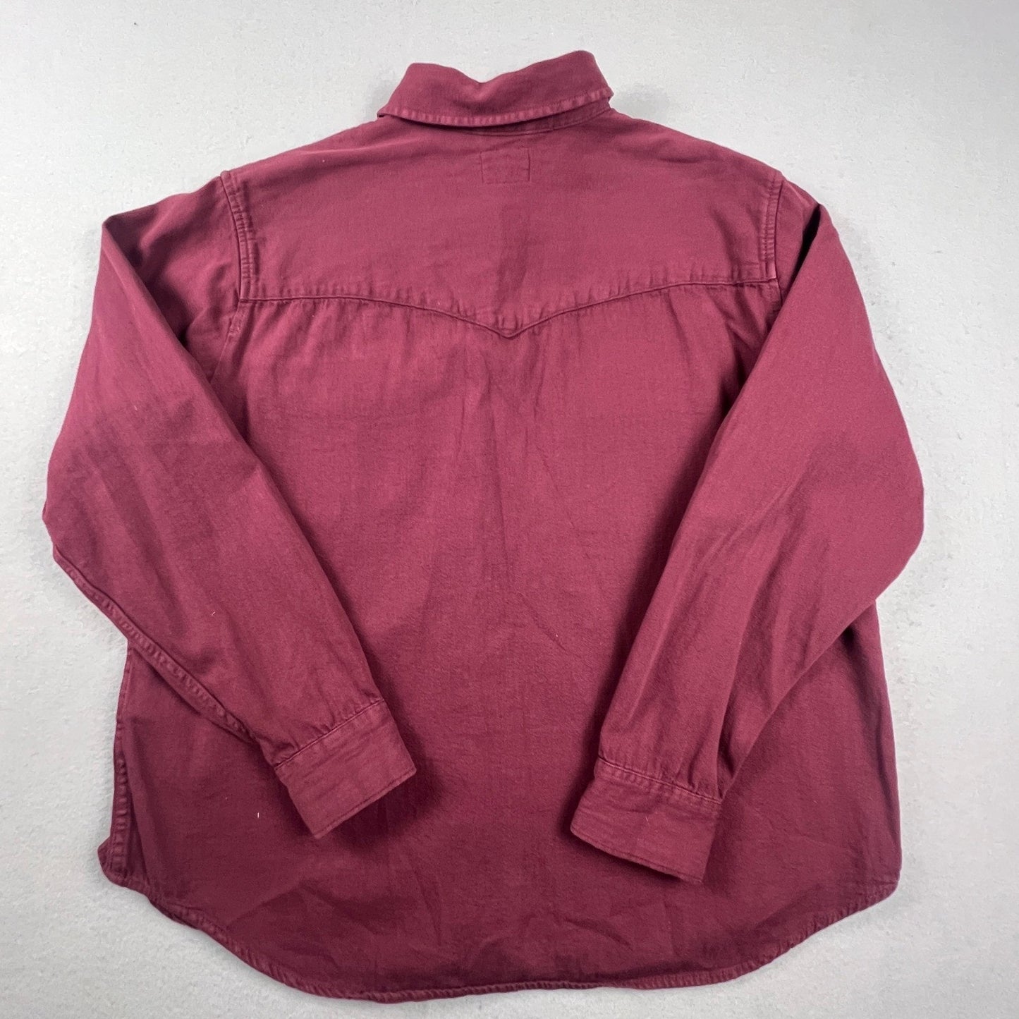 Levi's Western Shirt Mens XXL Burgundy Pearl Snap Twill Long Sleeve Cowboy
