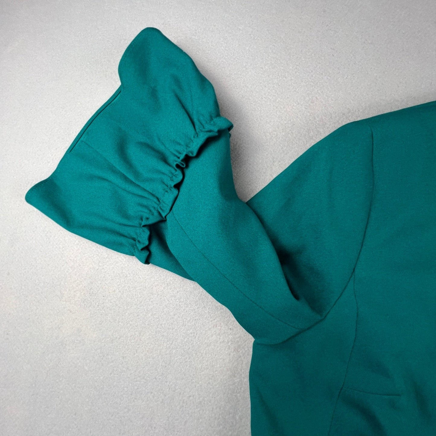Banana Republic Bell Sleeve Jacket Womens 12P Teal Ruffle Cropped Professional
