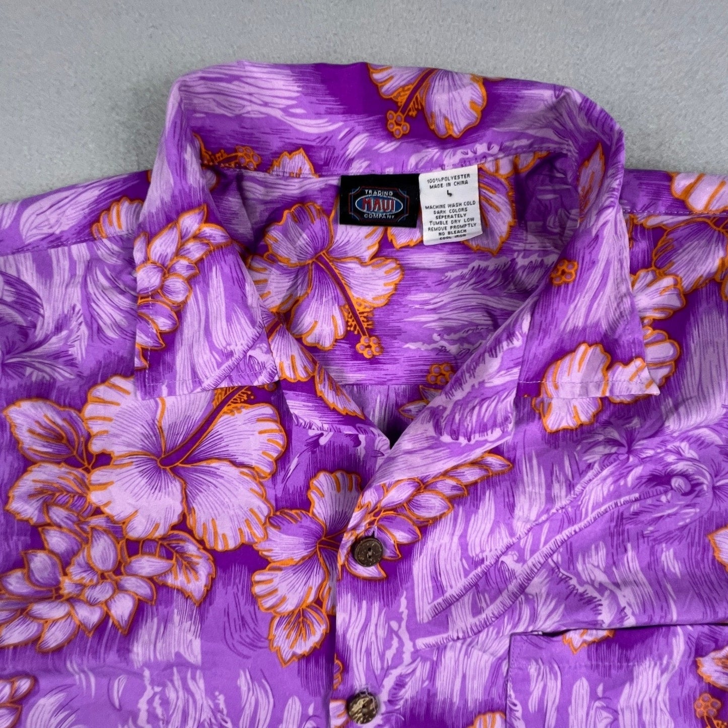 Maui Trading Company Hawaiian Shirt Mens Large Hibiscus Floral Aloha Beach