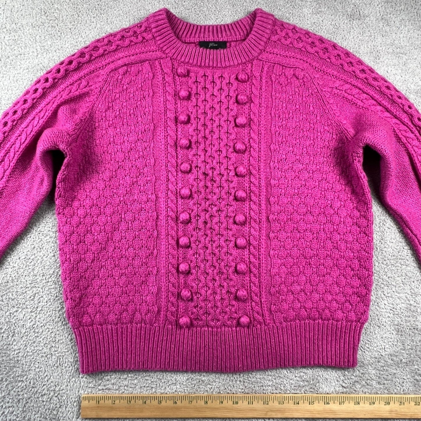 J.Crew Pink Cable Knit Sweater Womens Large Preppy Chunky Textured Cozycore