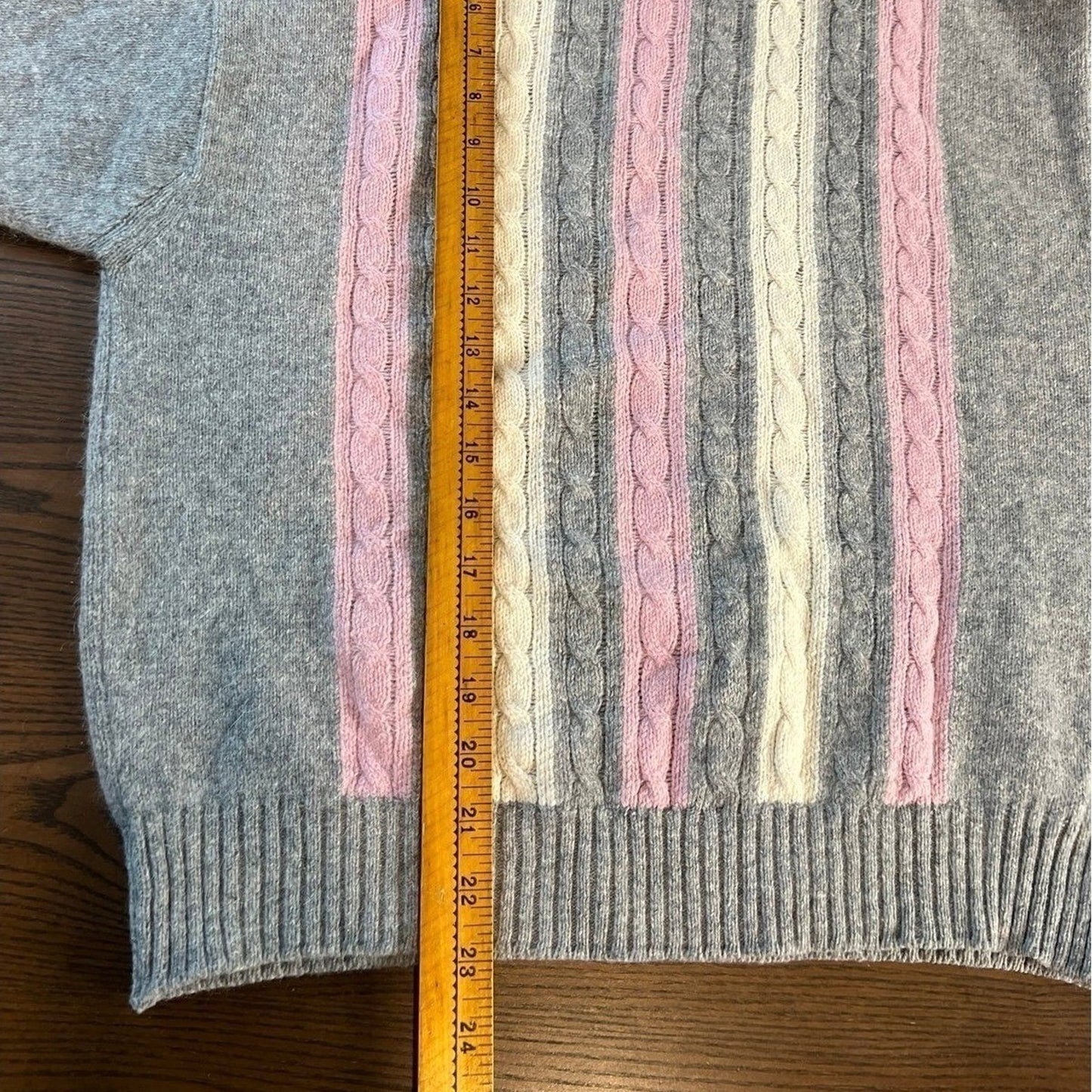 Cable Knit Sweater Womens Gray Pink Preppy Soft Girl Cozy Luxury
