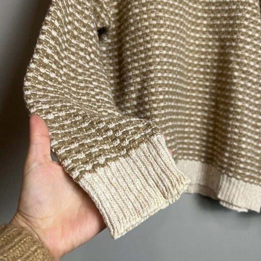 Vintage Cotton Knit Sweater M Striped Made USA Crewneck Old Glory
