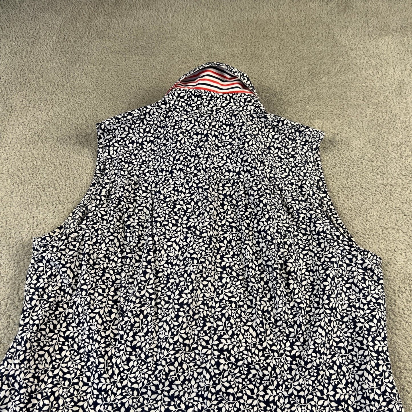 Isaac Mizrahi Shirt Dress Womens Medium Blue Floral Sleeveless Cotton Preppy