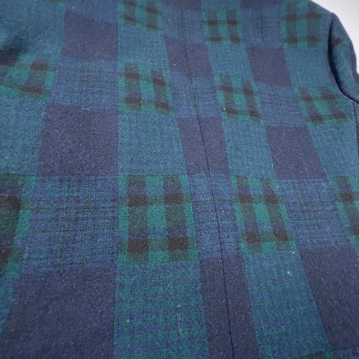 Vintage Woolrich Plaid Blazer Men Small Mallard Green Navy Blue Wool Blend USA