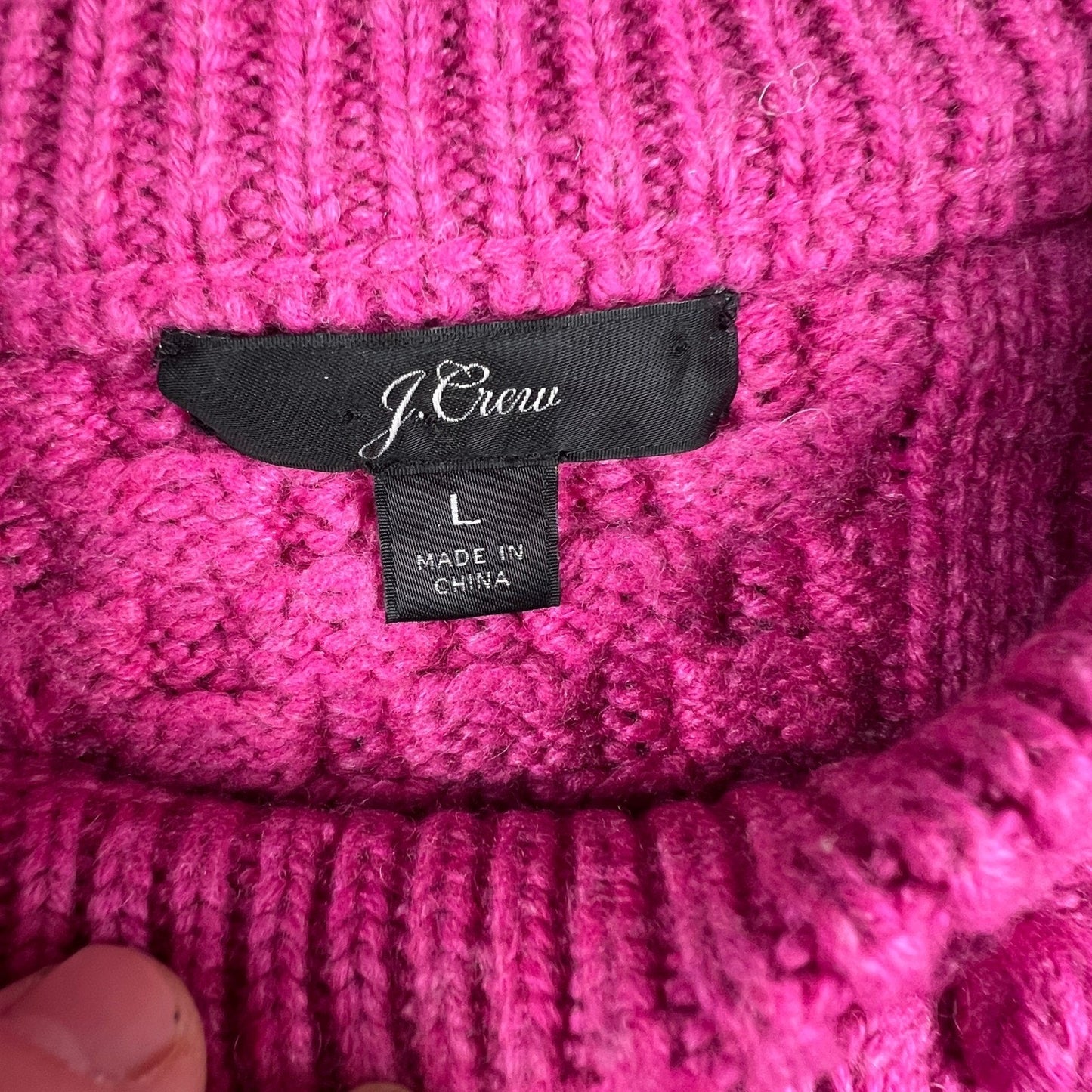 J.Crew Pink Cable Knit Sweater Womens Large Preppy Chunky Textured Cozycore