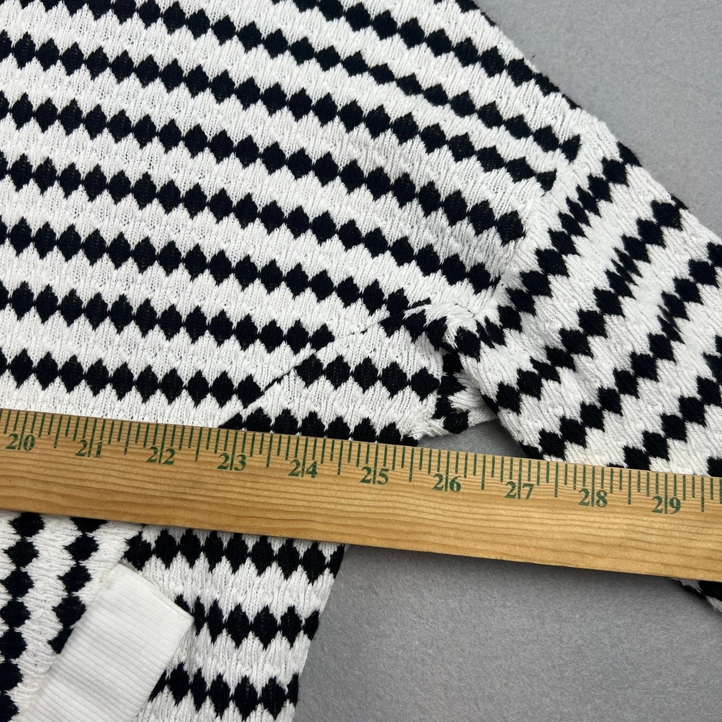 Oversized Knit Hoodie Womens Black White Geometric Henley Coastal Pullover